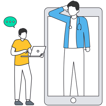 Médecin proposant une consultation médicale en ligne  Illustration