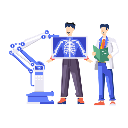 Médecin radiologue avec patient masculin  Illustration