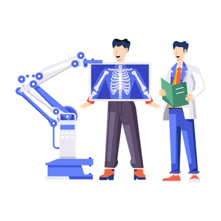 Médecin radiologue avec patient masculin  Illustration