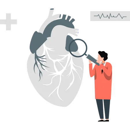 Un médecin à la recherche d'une veine cardiaque humaine  Illustration