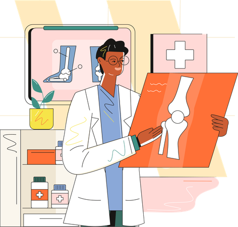 Médecin regardant le résultat de radiologie  Illustration