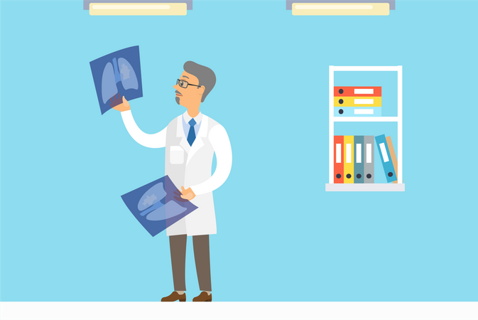 Médecin regardant une radiographie  Illustration