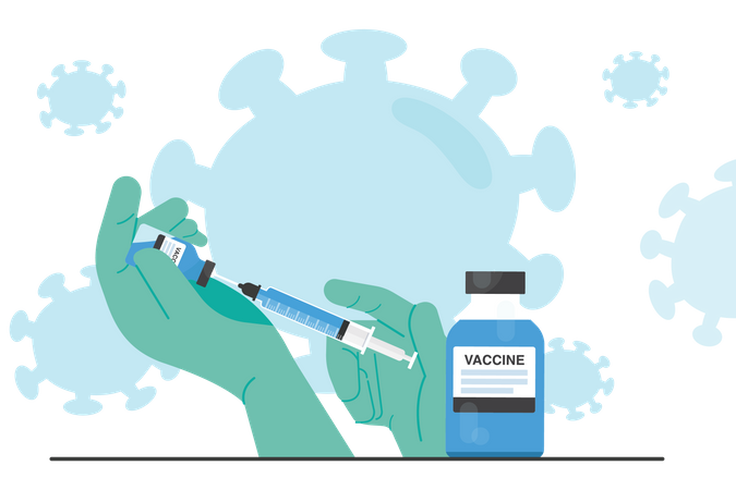 Médecin remplissant le vaccin  Illustration