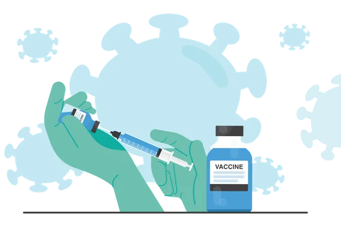 Médecin remplissant le vaccin  Illustration