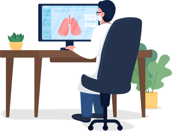 Médecin respiratoire sur le lieu de travail  Illustration