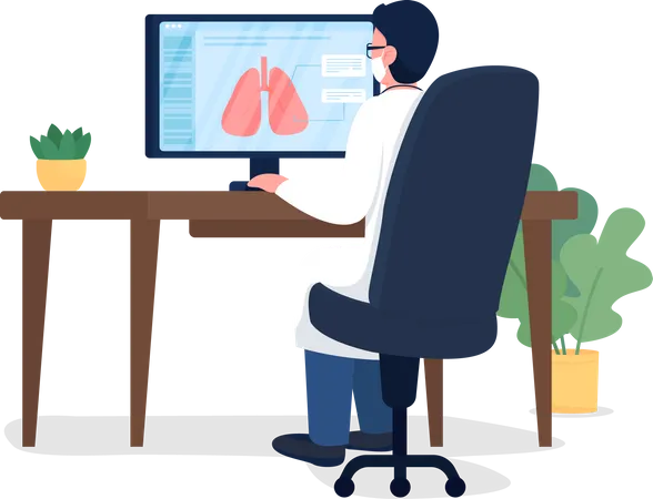 Médecin respiratoire sur le lieu de travail  Illustration