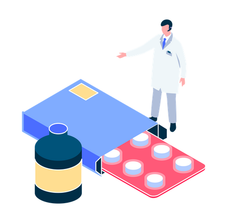 Médecin suggérant un médicament  Illustration