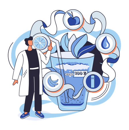 Médecin suggérant une boisson biologique  Illustration
