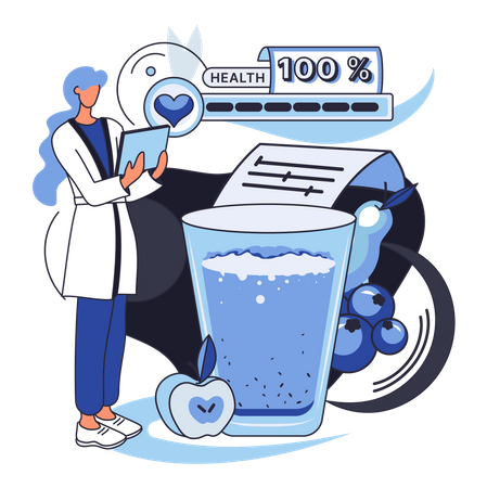 Médecin suggérant une boisson saine  Illustration