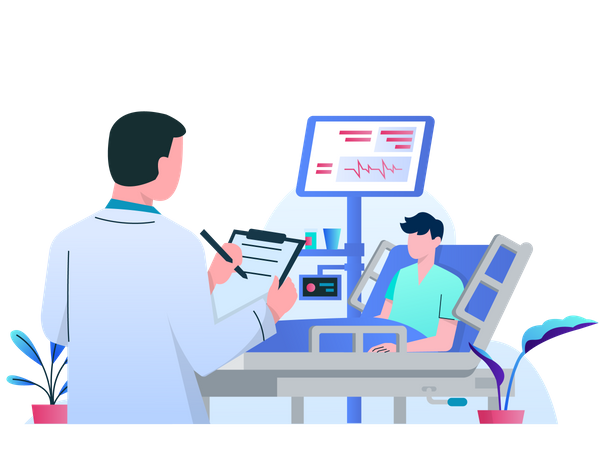 Médecin surveillant l'état de santé du patient  Illustration