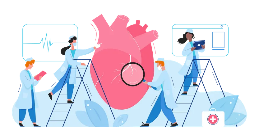 Médecin traitant les maladies cardiaques  Illustration