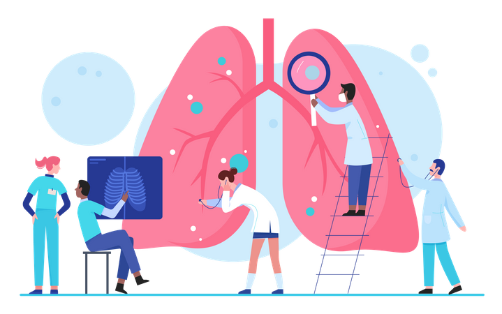 Médecin traitant une maladie pulmonaire  Illustration