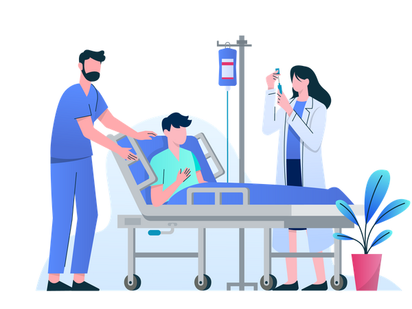 Médecin traitant un patient à l'hôpital  Illustration