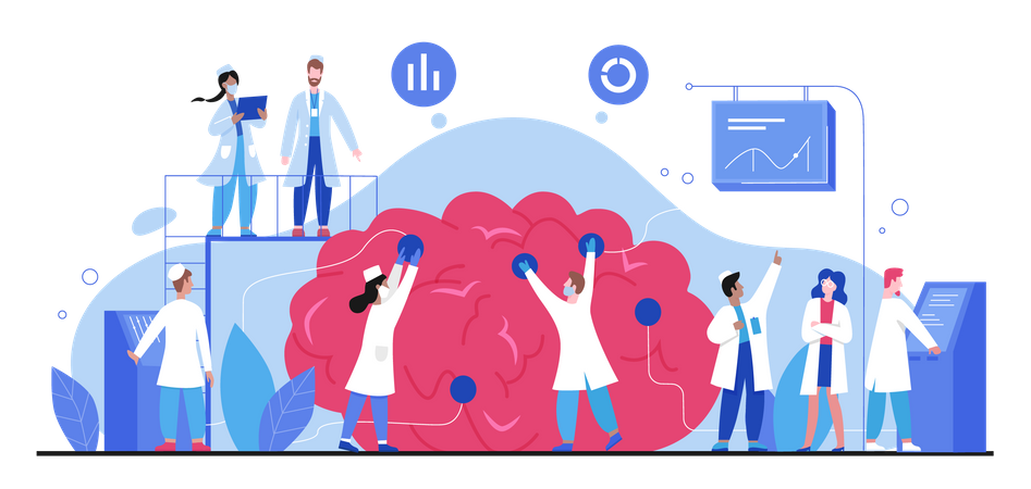 Médecin traitant une maladie du cerveau  Illustration