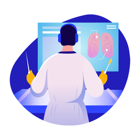 Médecin utilisant la technologie VR  Illustration