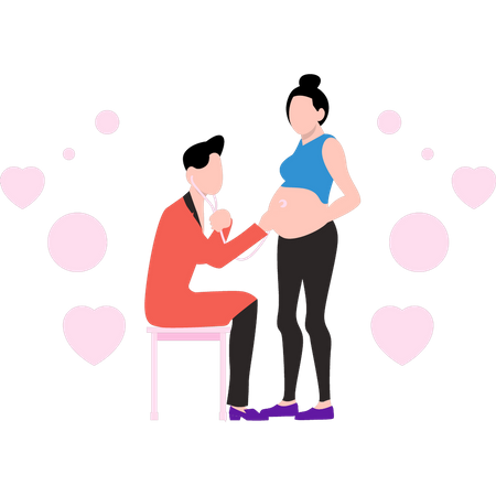 Médecin vérifiant une femme enceinte  Illustration