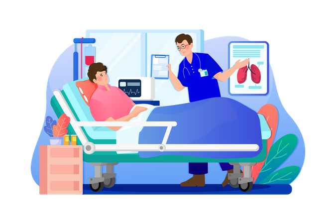 Médecin vérifiant un patient dans un hôpital  Illustration