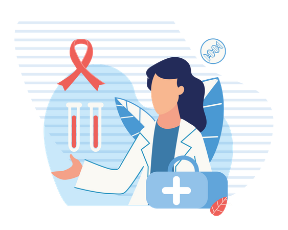 Médecin vérifiant un échantillon de sang  Illustration