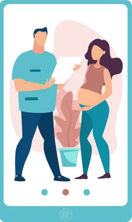 Médecin vérifiant une femme enceinte en ligne  Illustration