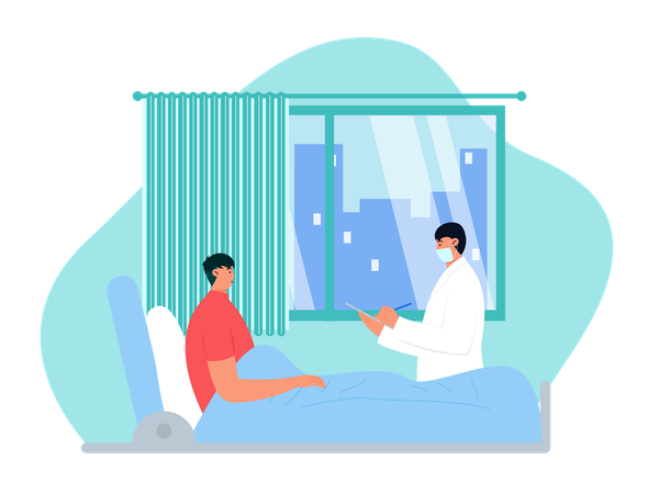 Médecin visitant un patient à l'hôpital Illustration