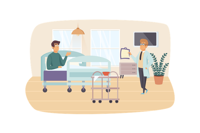 Médecin visitant un patient dans une salle d'hôpital Illustration