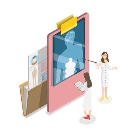 Médecine féminine qui suit les maladies  Illustration