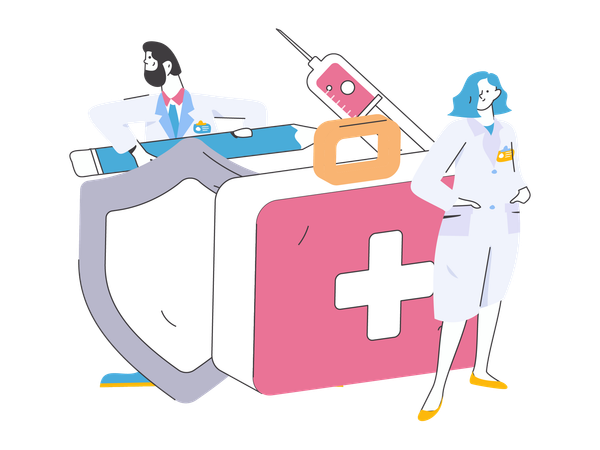 Médecins avec équipements médicaux  Illustration