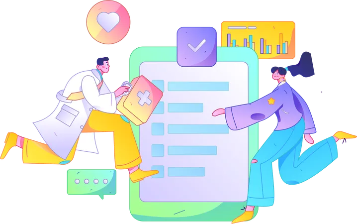 Des médecins effectuant des analyses médicales  Illustration