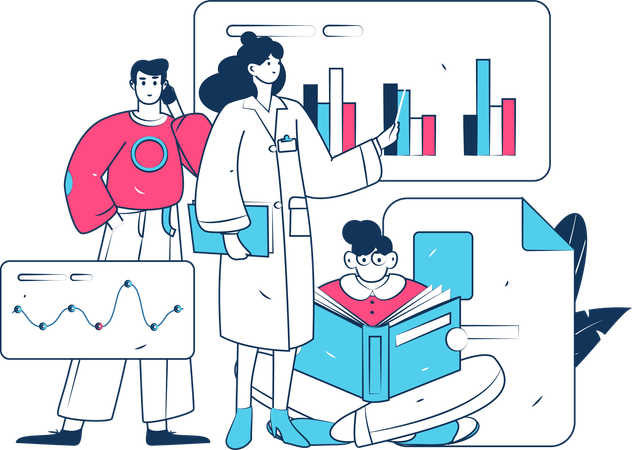 Des médecins effectuant des analyses médicales  Illustration