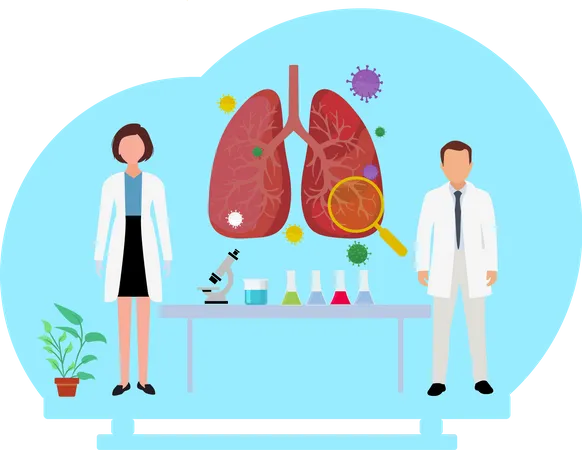 Médecins effectuant une inspection des poumons des organes internes  Illustration