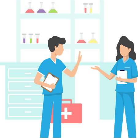 Médecins effectuant des recherches en laboratoire  Illustration