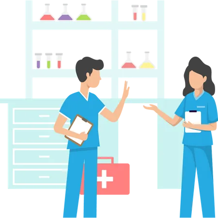 Médecins effectuant des recherches en laboratoire  Illustration