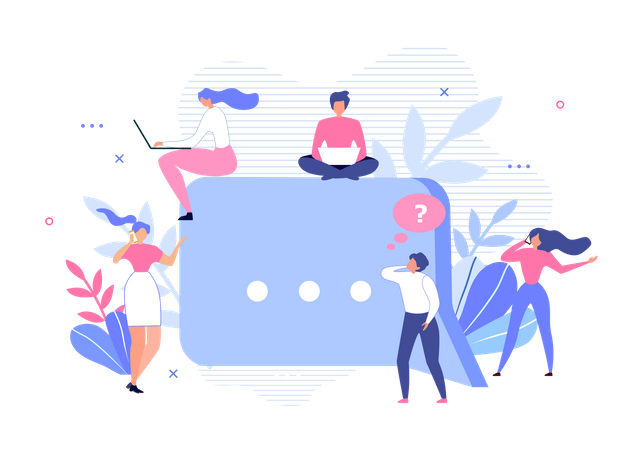 Media Community Group and Speech Bubble  Illustration
