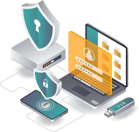 Media Security with account password  Illustration