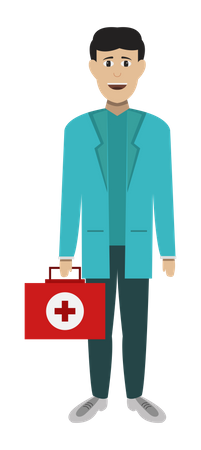 Medic Man with First Aid Kit Illustration