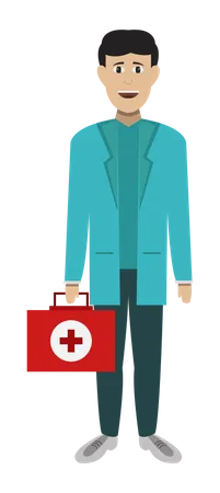 Medic Man with First Aid Kit Illustration