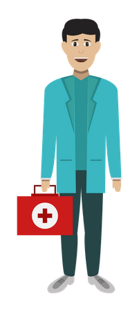 Medic Man with First Aid Kit  Illustration