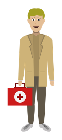 Medic Man with Medical Kit Illustration