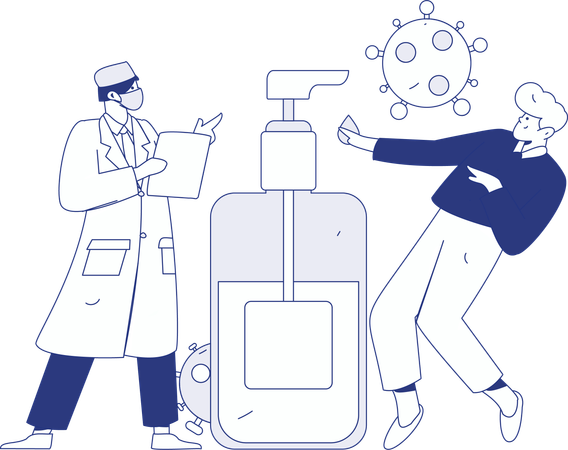 Médica dando remédio on-line  Ilustração