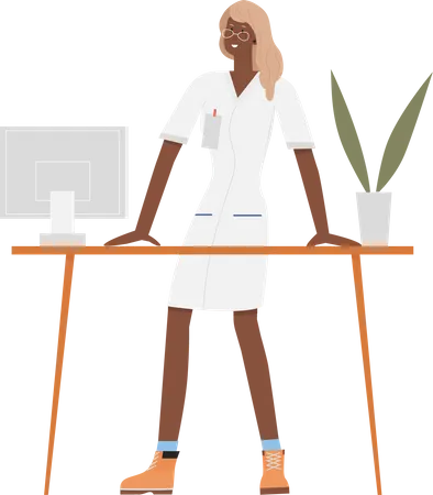 Médica na clínica  Ilustração