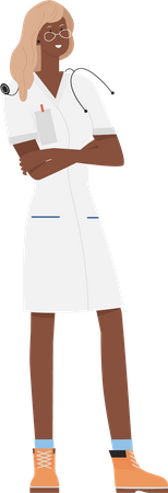 Médica em pé  Ilustração