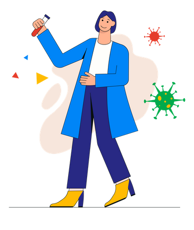 Médica fazendo teste de laboratório corona  Illustration