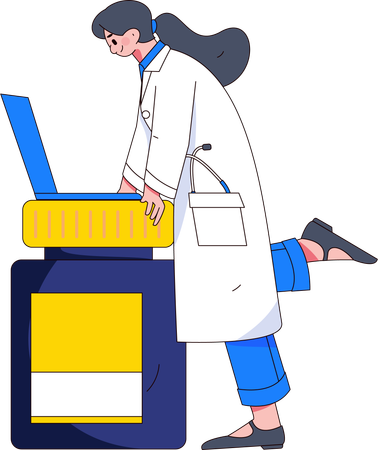 Médica fazendo consulta on-line  Ilustração