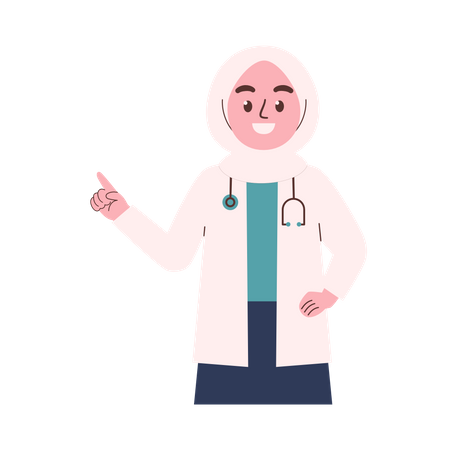 Médica levantando o dedo  Ilustração