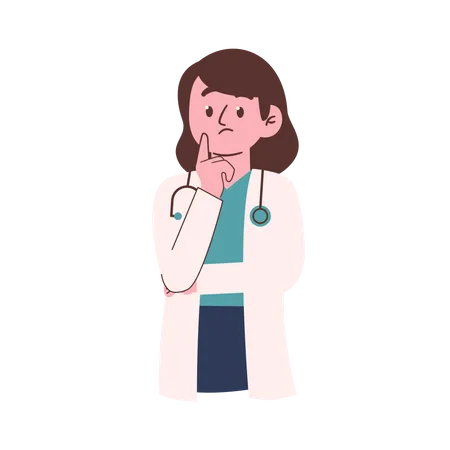 Médica confusa  Ilustração