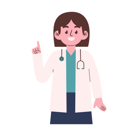 Médica levantando o primeiro dedo  Ilustração