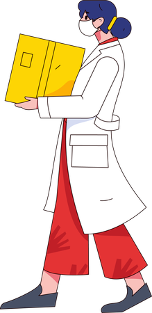 Médica segurando caixa médica  Ilustração