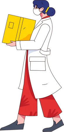 Médica segurando caixa médica  Ilustração