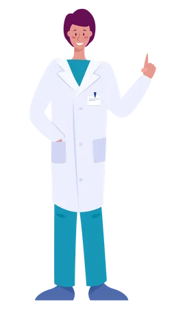 Médica vestindo jaleco branco  Ilustração