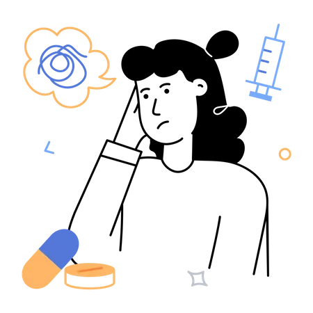 Ilustracion Practica Que Representa Medicamentos Para La Ansiedad En Un Estilo Incompleto Ilustración